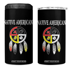 Native American 4 in 1 Can Cooler Tumbler Medicine Wheel Dreamcatcher Spirit Animal Paws TS11 One Size: 16 oz Black Print Your Wear