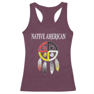 Native American Racerback Tank Top Medicine Wheel Dreamcatcher Spirit Animal Paws TS11 Maroon Print Your Wear
