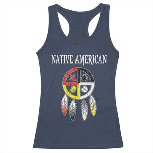 Native American Racerback Tank Top Medicine Wheel Dreamcatcher Spirit Animal Paws TS11 Navy Print Your Wear