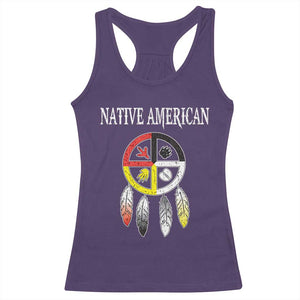 Native American Racerback Tank Top Medicine Wheel Dreamcatcher Spirit Animal Paws TS11 Purple Print Your Wear