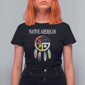 Native American T Shirt For Women Medicine Wheel Dreamcatcher Spirit Animal Paws TS11 Black Print Your Wear