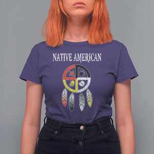 Native American T Shirt For Women Medicine Wheel Dreamcatcher Spirit Animal Paws TS11 Purple Print Your Wear