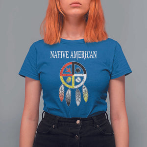 Native American T Shirt For Women Medicine Wheel Dreamcatcher Spirit Animal Paws TS11 Royal Blue Print Your Wear