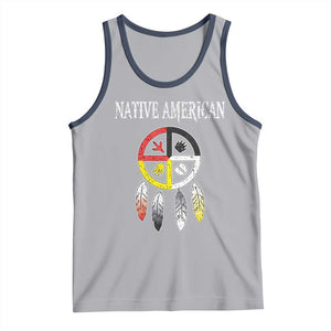 Native American Tank Top Medicine Wheel Dreamcatcher Spirit Animal Paws TS11 Athletic Heather Navy Print Your Wear
