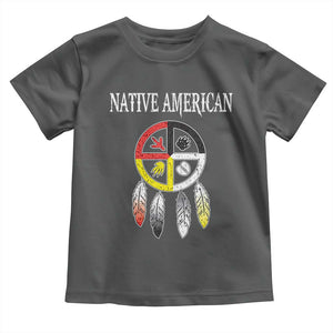 Native American Toddler T Shirt Medicine Wheel Dreamcatcher Spirit Animal Paws TS11 Dark Heather Print Your Wear