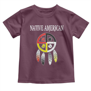 Native American Toddler T Shirt Medicine Wheel Dreamcatcher Spirit Animal Paws TS11 Maroon Print Your Wear