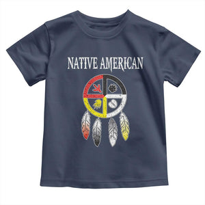 Native American Toddler T Shirt Medicine Wheel Dreamcatcher Spirit Animal Paws TS11 Navy Print Your Wear