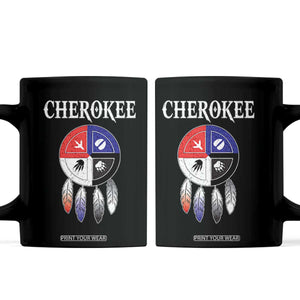 Cherokee Coffee Mug Native American Tribes Medicine Wheel Dreamcatcher Spirit Animal Paws TS11 Black Print Your Wear