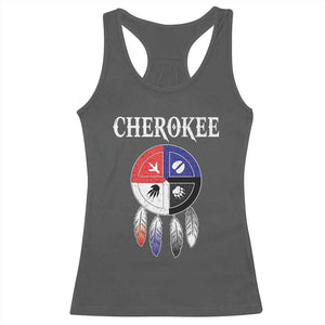 Cherokee Racerback Tank Top Native American Tribes Medicine Wheel Dreamcatcher Spirit Animal Paws TS11 Dark Heather Print Your Wear