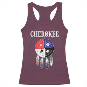 Cherokee Racerback Tank Top Native American Tribes Medicine Wheel Dreamcatcher Spirit Animal Paws TS11 Maroon Print Your Wear