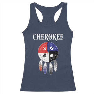 Cherokee Racerback Tank Top Native American Tribes Medicine Wheel Dreamcatcher Spirit Animal Paws TS11 Navy Print Your Wear
