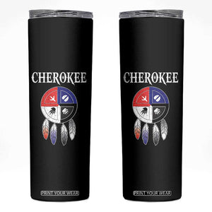 Cherokee Skinny Tumbler Native American Tribes Medicine Wheel Dreamcatcher Spirit Animal Paws TS11 Black Print Your Wear