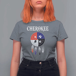 Cherokee T Shirt For Women Native American Tribes Medicine Wheel Dreamcatcher Spirit Animal Paws TS11 Charcoal Print Your Wear