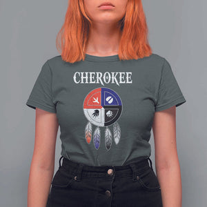 Cherokee T Shirt For Women Native American Tribes Medicine Wheel Dreamcatcher Spirit Animal Paws TS11 Dark Heather Print Your Wear