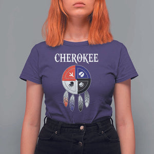 Cherokee T Shirt For Women Native American Tribes Medicine Wheel Dreamcatcher Spirit Animal Paws TS11 Purple Print Your Wear