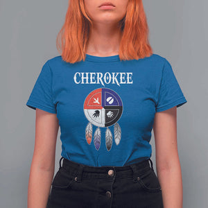 Cherokee T Shirt For Women Native American Tribes Medicine Wheel Dreamcatcher Spirit Animal Paws TS11 Royal Blue Print Your Wear