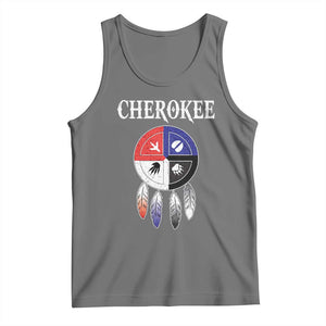 Cherokee Tank Top Native American Tribes Medicine Wheel Dreamcatcher Spirit Animal Paws TS11 Black Heather Print Your Wear