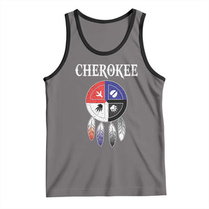 Cherokee Tank Top Native American Tribes Medicine Wheel Dreamcatcher Spirit Animal Paws TS11 Deep Heather Black Print Your Wear