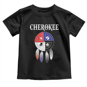 Cherokee Toddler T Shirt Native American Tribes Medicine Wheel Dreamcatcher Spirit Animal Paws TS11 Black Print Your Wear