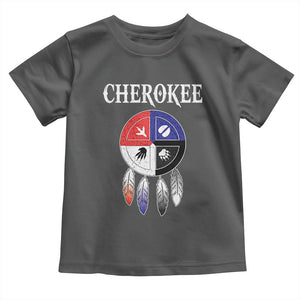 Cherokee Toddler T Shirt Native American Tribes Medicine Wheel Dreamcatcher Spirit Animal Paws TS11 Dark Heather Print Your Wear