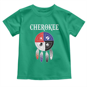 Cherokee Toddler T Shirt Native American Tribes Medicine Wheel Dreamcatcher Spirit Animal Paws TS11 Irish Green Print Your Wear