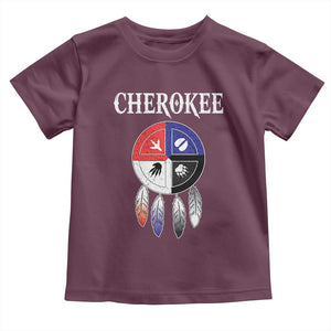 Cherokee Toddler T Shirt Native American Tribes Medicine Wheel Dreamcatcher Spirit Animal Paws TS11 Maroon Print Your Wear