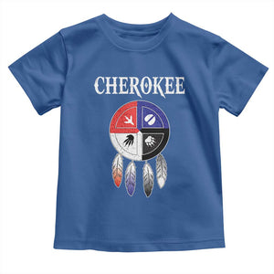 Cherokee Toddler T Shirt Native American Tribes Medicine Wheel Dreamcatcher Spirit Animal Paws TS11 Royal Blue Print Your Wear