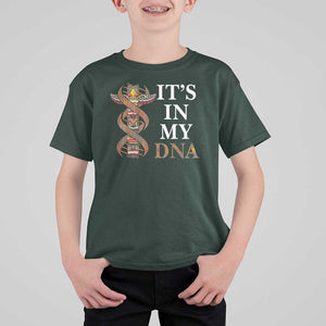Native American T Shirt For Kid It's In My DNA Totem Indigenous USA TS11 Dark Forest Green Print Your Wear