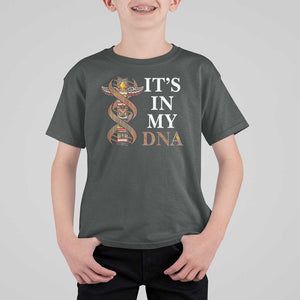 Native American T Shirt For Kid It's In My DNA Totem Indigenous USA TS11 Dark Heather Print Your Wear