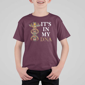 Native American T Shirt For Kid It's In My DNA Totem Indigenous USA TS11 Maroon Print Your Wear