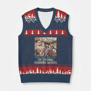 Native American V-Neck Knit Sweater Vest The Original Founding Fathers We The People Indian Tribe Chief TS11 Navy Red Print Your Wear