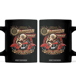 Native American Rider Coffee Mug American Indian Legendary Motorcycle Vintage Pin Up Girl TS11 Black Print Your Wear