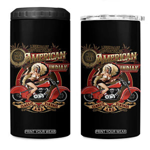 Native American Rider 4 in 1 Can Cooler Tumbler American Indian Legendary Motorcycle Vintage Pin Up Girl TS11 One Size: 16 oz Black Print Your Wear