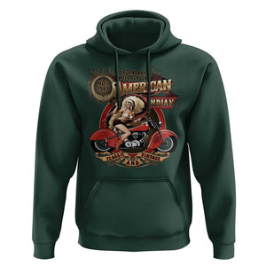 Native American Rider Hoodie American Indian Legendary Motorcycle Vintage Pin Up Girl TS11 Dark Forest Green Print Your Wear