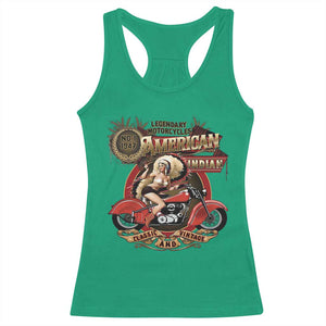 Native American Rider Racerback Tank Top American Indian Legendary Motorcycle Vintage Pin Up Girl TS11 Irish Green Print Your Wear