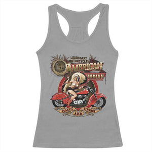Native American Rider Racerback Tank Top American Indian Legendary Motorcycle Vintage Pin Up Girl TS11 Sport Gray Print Your Wear