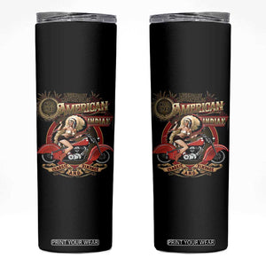 Native American Rider Skinny Tumbler American Indian Legendary Motorcycle Vintage Pin Up Girl TS11 Black Print Your Wear