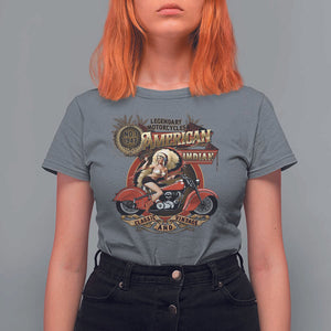 Native American Rider T Shirt For Women American Indian Legendary Motorcycle Vintage Pin Up Girl TS11 Charcoal Print Your Wear