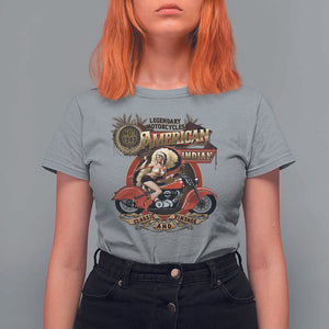 Native American Rider T Shirt For Women American Indian Legendary Motorcycle Vintage Pin Up Girl TS11 Sport Gray Print Your Wear