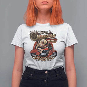 Native American Rider T Shirt For Women American Indian Legendary Motorcycle Vintage Pin Up Girl TS11 White Print Your Wear