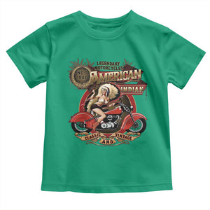 Native American Rider Toddler T Shirt American Indian Legendary Motorcycle Vintage Pin Up Girl TS11 Irish Green Print Your Wear