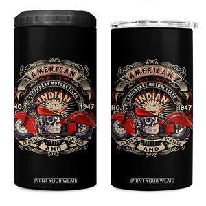 Native American Rider 4 in 1 Can Cooler Tumbler American Indian Legendary Motorcycle Vintage Biker TS11 One Size: 16 oz Black Print Your Wear