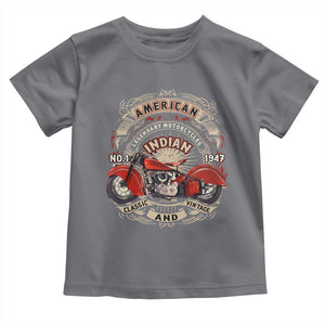 Native American Rider Toddler T Shirt American Indian Legendary Motorcycle Vintage Biker TS11 Charcoal Print Your Wear