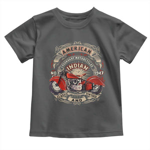 Native American Rider Toddler T Shirt American Indian Legendary Motorcycle Vintage Biker TS11 Dark Heather Print Your Wear