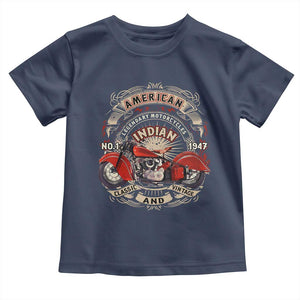 Native American Rider Toddler T Shirt American Indian Legendary Motorcycle Vintage Biker TS11 Navy Print Your Wear