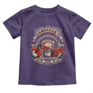 Native American Rider Toddler T Shirt American Indian Legendary Motorcycle Vintage Biker TS11 Purple Print Your Wear