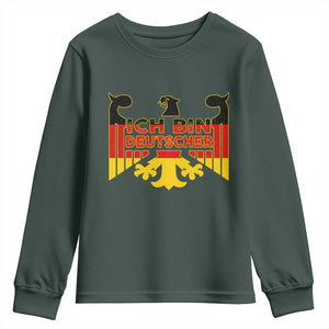 Proud Germany Youth Sweatshirt Ich Bin Deutscher Bundesadler Coat of Arms TS11 Dark Forest Green Print Your Wear