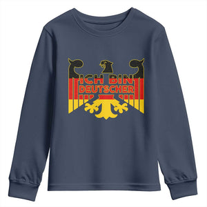 Proud Germany Youth Sweatshirt Ich Bin Deutscher Bundesadler Coat of Arms TS11 Navy Print Your Wear