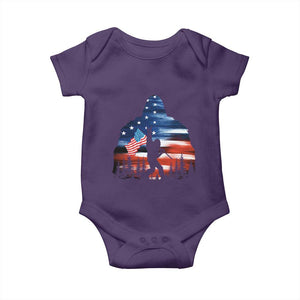 Funny Bigfoot Night Stroll American Flag Baby Onesie Patriotic 4th July TS11 Purple Print Your Wear
