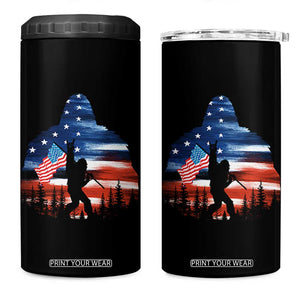 Funny Bigfoot Night Stroll American Flag 4 in 1 Can Cooler Tumbler Patriotic 4th July TS11 One Size: 16 oz Black Print Your Wear